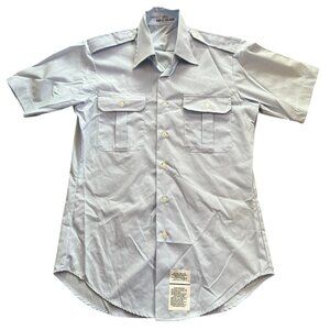 USAF Man's Short Sleeve Shirt Size 15 1/2 Durable Press AF Blue 1550 Type II VTG